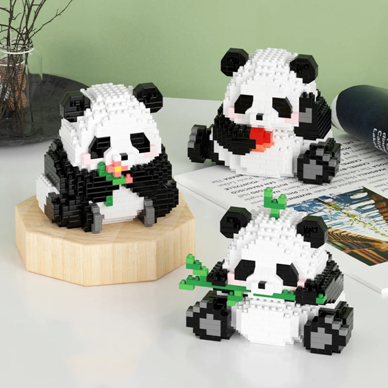 Popular Educational Micro Block Panda Model DIY Assembly Toys Plastic Building Blocks for Children
