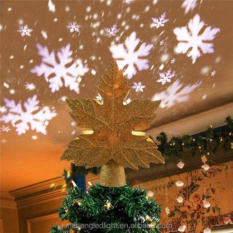 Silver Tree Topper Decoration Led Xmas Tree Top Light Projection Lamp Sequin Lamp for Home Bar Party