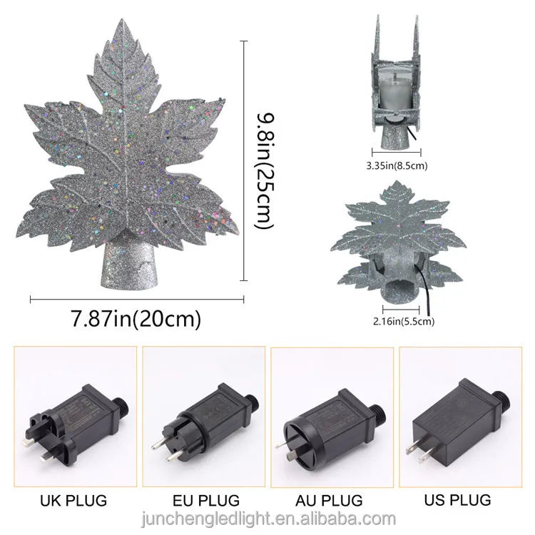 Silver Tree Topper Decoration Led Xmas Tree Top Light Projection Lamp Sequin Lamp for Home Bar Party