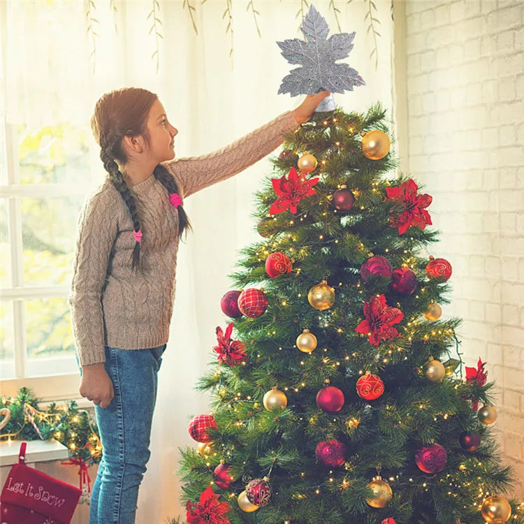 Silver Tree Topper Decoration Led Xmas Tree Top Light Projection Lamp Sequin Lamp for Home Bar Party