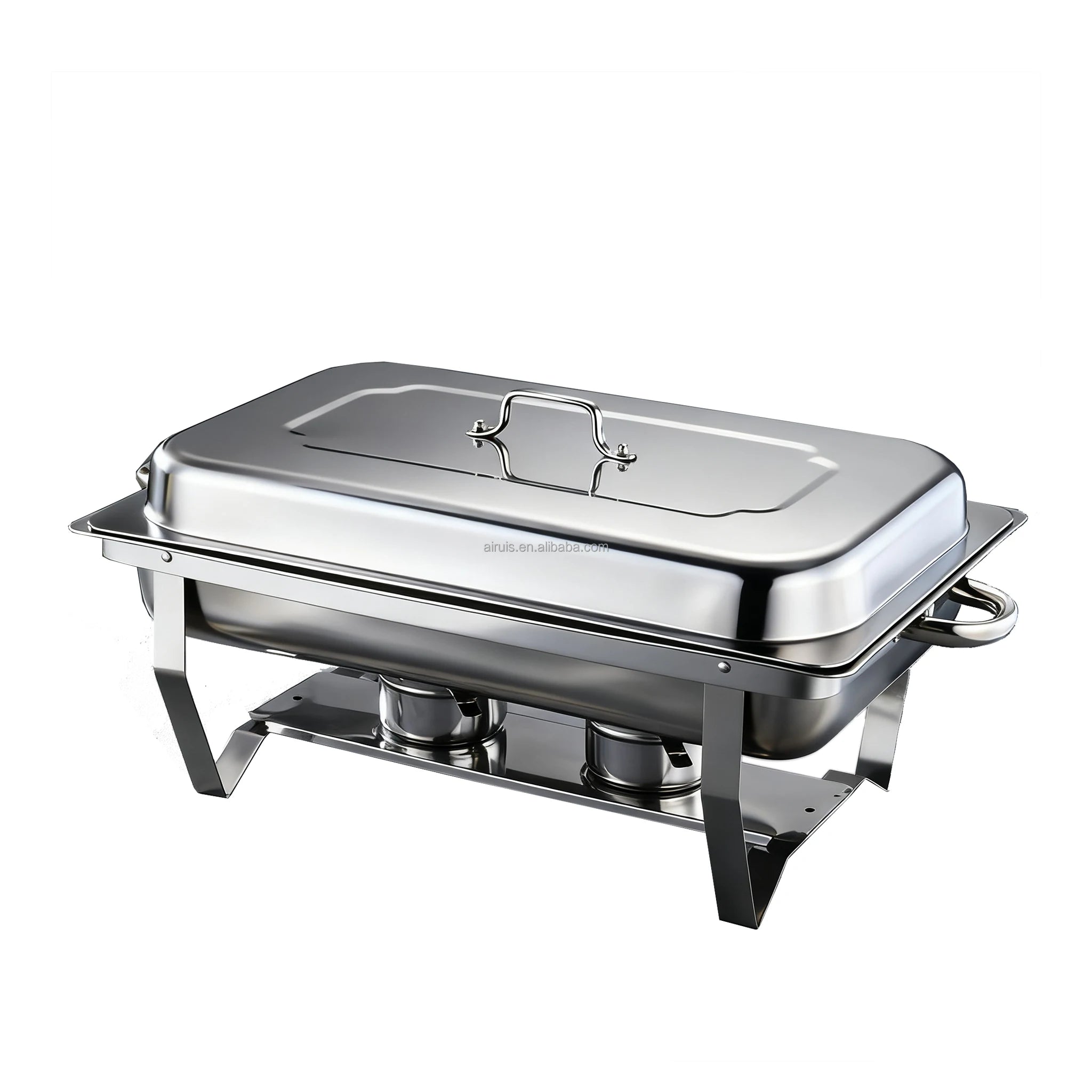 AIRUISI Electric Modern Stainless Steel Chafing Dish Buffet Server Set Rectangle Food Warmer Gold Silver for Hotel Use