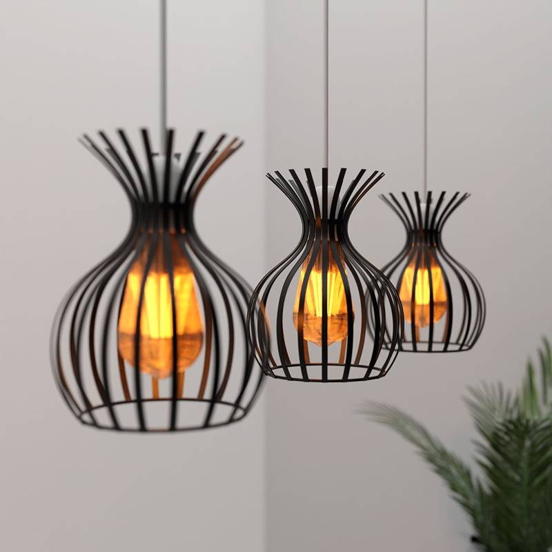 Modern Indoor Black Metal Wire Cage Lamp Shade~4762-1
