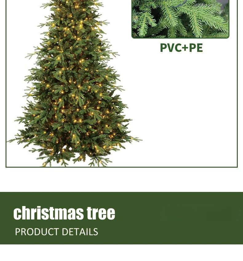 PE&PVC Artificial Christmas Tree with LEDLights High-grade Encrypted Christmas Tree 1.2m to 1.8m Christmas Family Decorations