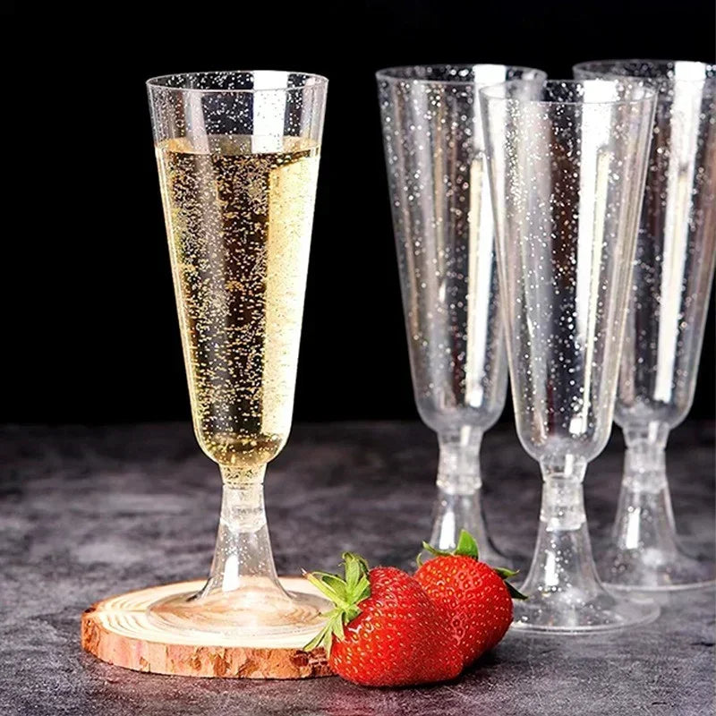 10/20/30pcs Disposable Cups Clear Plastic Champagne Flutes Bar Cups Toasting Glasses for Weddings Party Cocktail Cups,150ml