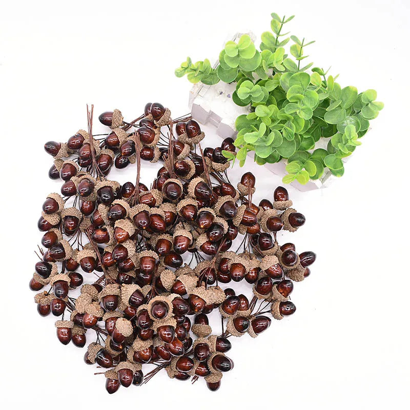 12/24pcs Artificial Mini Pine Cone Foam Fake Nuts Acorns Berry DIY Handmade Flower Bouquet Wedding Xmas Autumn Decoration Wreath