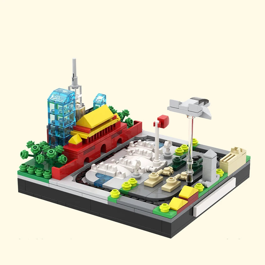 MOC building blocks hand-cranked train track building blocks model train building blocks assembled boys and girls toys ornaments