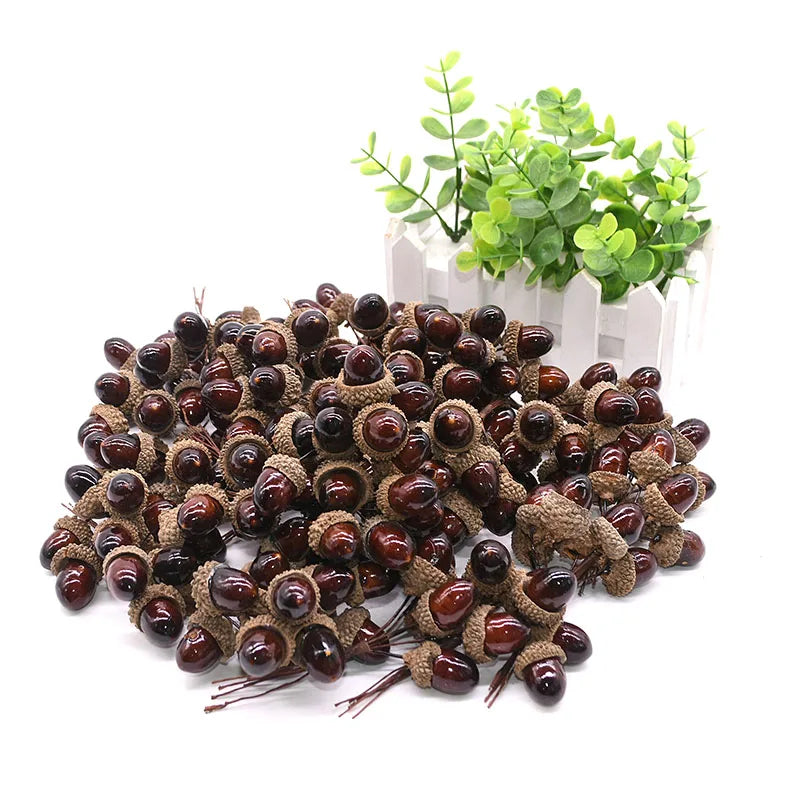 12/24pcs Artificial Mini Pine Cone Foam Fake Nuts Acorns Berry DIY Handmade Flower Bouquet Wedding Xmas Autumn Decoration Wreath