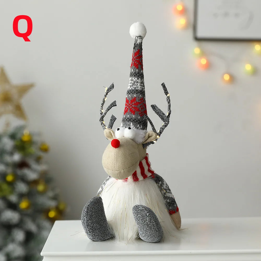 Christmas Elk Decoration Large Standing Handmade Plush Doll with Retractable Spring Legs for Christmas Tree Ornaments New Year