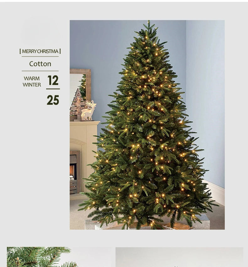 PE&PVC Artificial Christmas Tree with LEDLights High-grade Encrypted Christmas Tree 1.2m to 1.8m Christmas Family Decorations