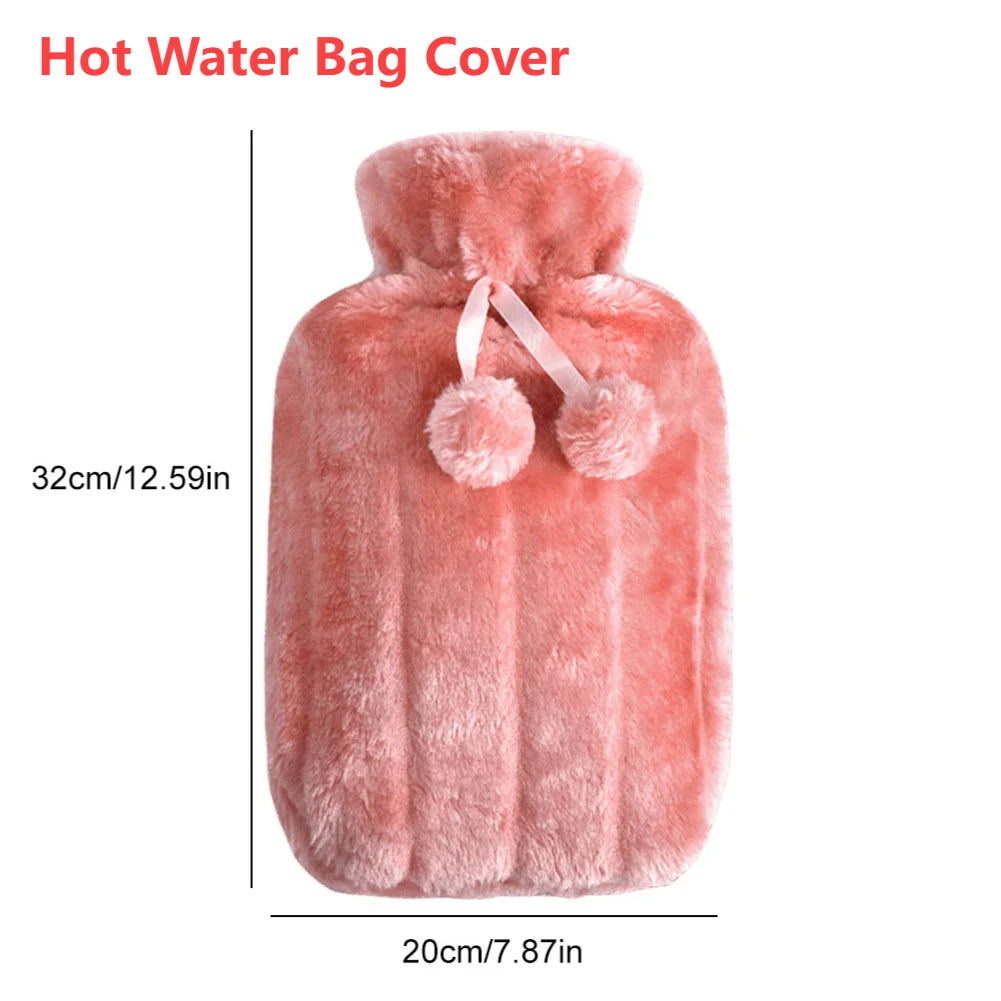 2L Hot Water Bottle Cover Rubber Hot Water Bags Winter Plush Hand & Feet Warmer Explosion-Proof Water Bottle Cover For Hot Water