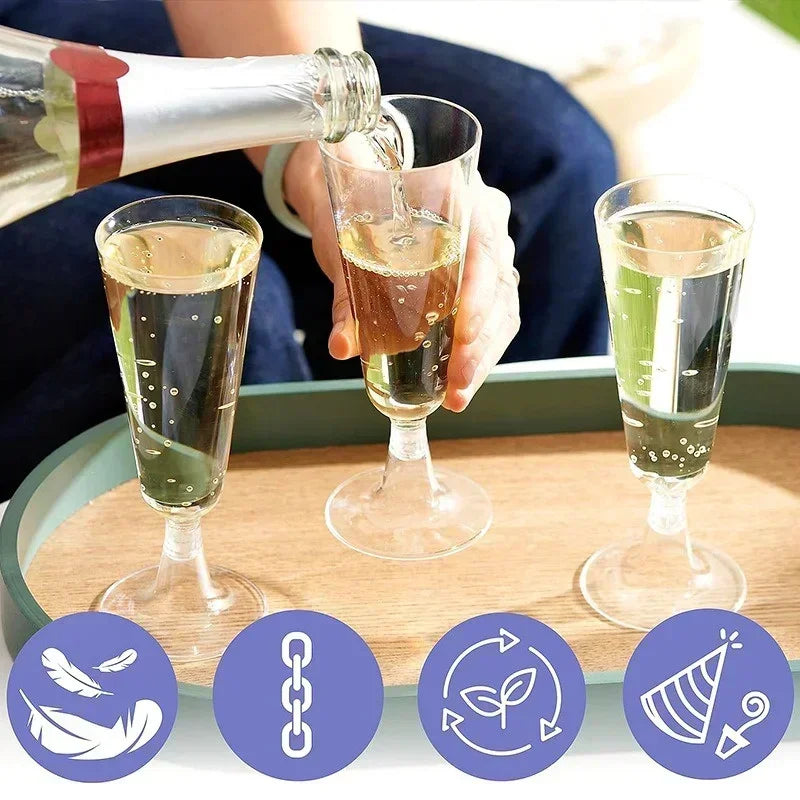 10/20/30pcs Disposable Cups Clear Plastic Champagne Flutes Bar Cups Toasting Glasses for Weddings Party Cocktail Cups,150ml