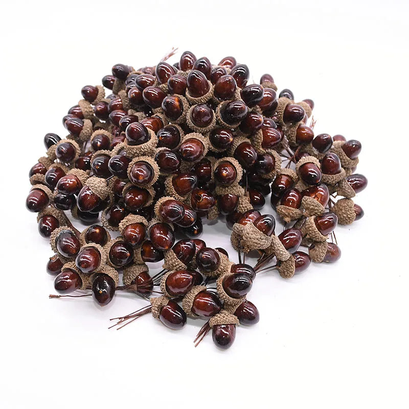 12/24pcs Artificial Mini Pine Cone Foam Fake Nuts Acorns Berry DIY Handmade Flower Bouquet Wedding Xmas Autumn Decoration Wreath