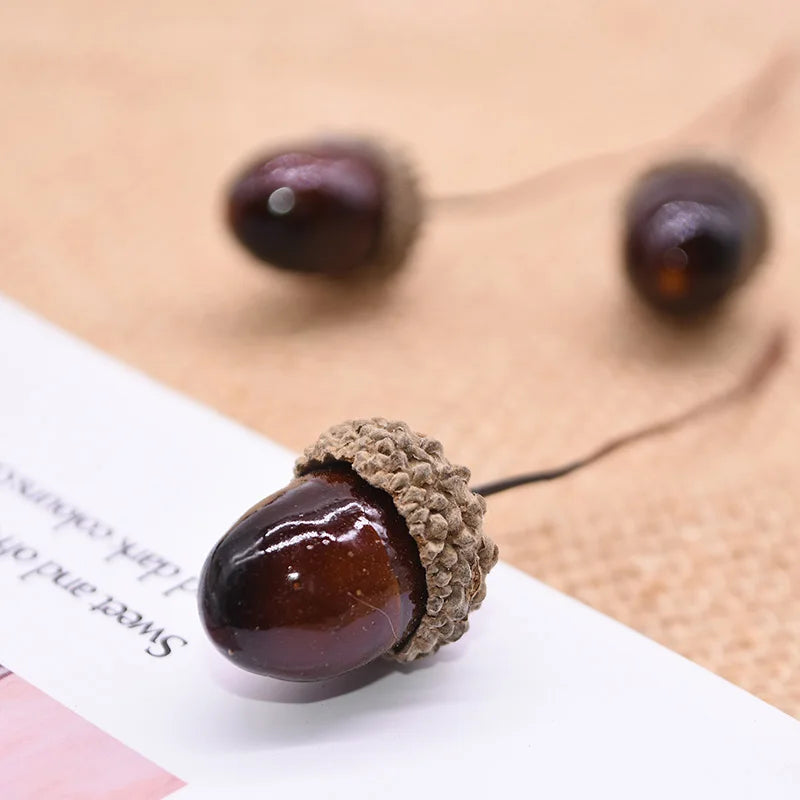 12/24pcs Artificial Mini Pine Cone Foam Fake Nuts Acorns Berry DIY Handmade Flower Bouquet Wedding Xmas Autumn Decoration Wreath