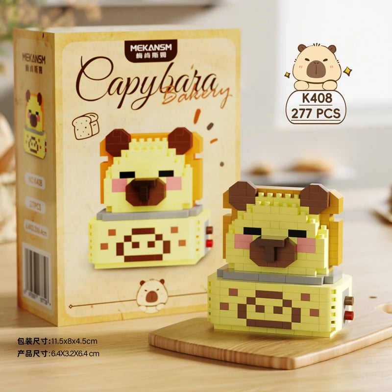 New Capybara Baking Bear Cartoon Doll Building Blocks Assembled Children's Educational Toys Creative Desktop Ornament Gift