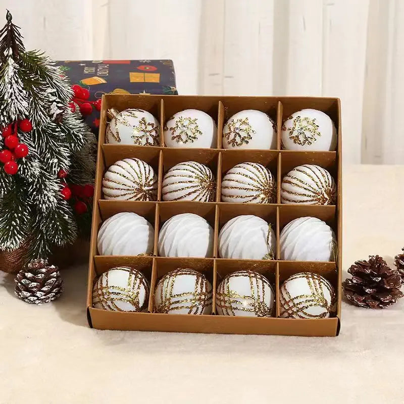 12/16pcs 6cm Wine Red Christmas Ball Ornaments Flocking Christmas Tree Party Decoration New Year Christmas Spheres Pendant Balls