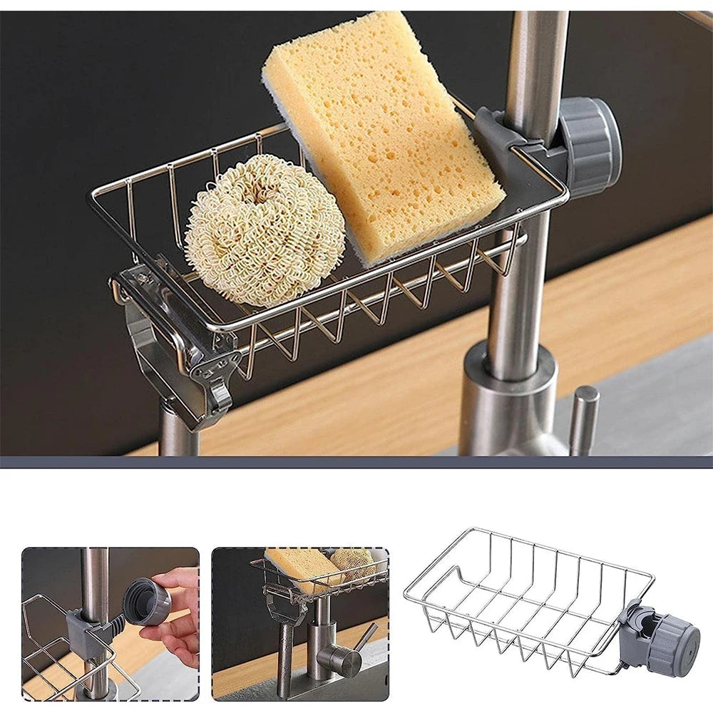 Kitchen Sink Drain Rack Sponge Storage Flexible Faucet Holder Soap Drainer Towel Rack Shelf Organizer Kitchen Accessories