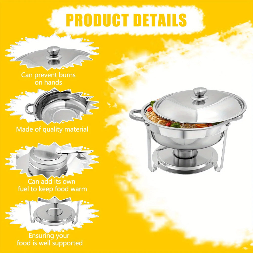 6 Pack Chafing Dish Buffet Set, Stainless Steel Food Warmer Kit with Lids, Food Pans, Water Pan and Fuel Holders for Restaurant