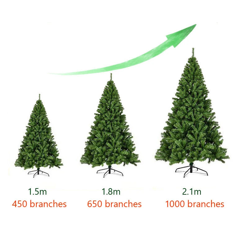 PVC Large Christmas Tree 120/150/180/210CM Encryption Artificial Green Tree Christmas Decoration Party Hotel Scene Outdoor Decor