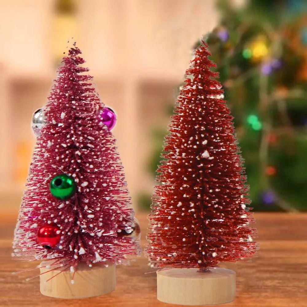 4pcs 10CM Mini Christmas Tree Plastic Gradient Christmas Small Cedar Colorful Lifelike Artificial Xmas Pine Tree Party Favors
