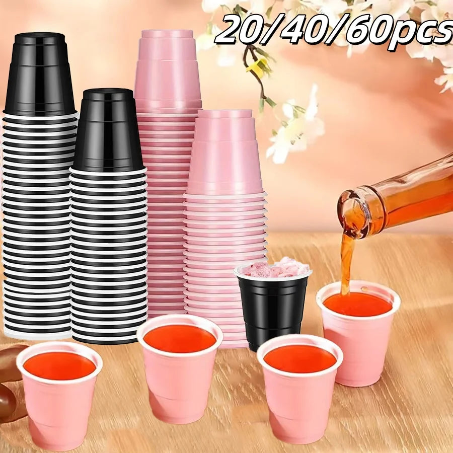 20-60pcs 2oz Mini Party Shot Cups Plastic Halloween Disposable Cups Birthday Wedding Cups For Beer Drinks Soda Punch Water Cups
