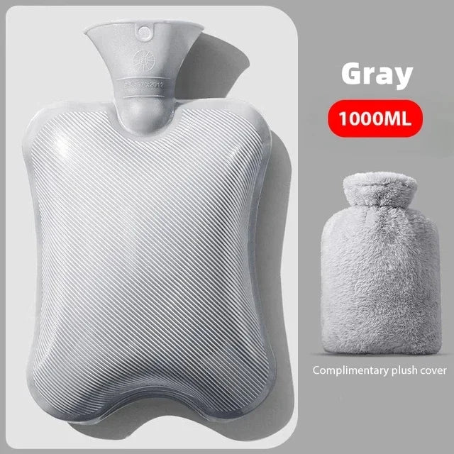 1000ML Hand WarmerHot Water Bag Removable Hot Water Bottles Reusable Hand Warmer with Cloth Cover Explosion-Proof Girl Winter