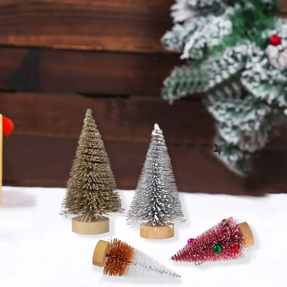 4pcs 10CM Mini Christmas Tree Plastic Gradient Christmas Small Cedar Colorful Lifelike Artificial Xmas Pine Tree Party Favors