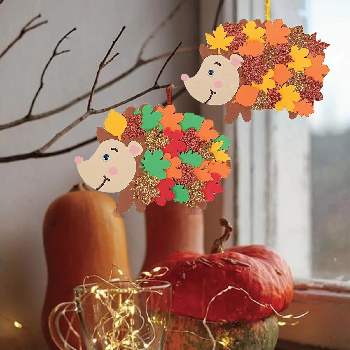 Felt Maple Leaf Hedgehog DIY Pendant Birthday Party Decorations Kids Favors Gift Cartoon Hedgehog Craft Set Baby Shower Supplies