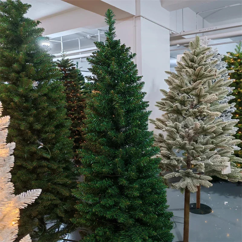 PVC Artificial Christmas Tree with LED Lights Pencil Christmas Tree 150/180/210cm  Home Decoration Christmas Party Decorations