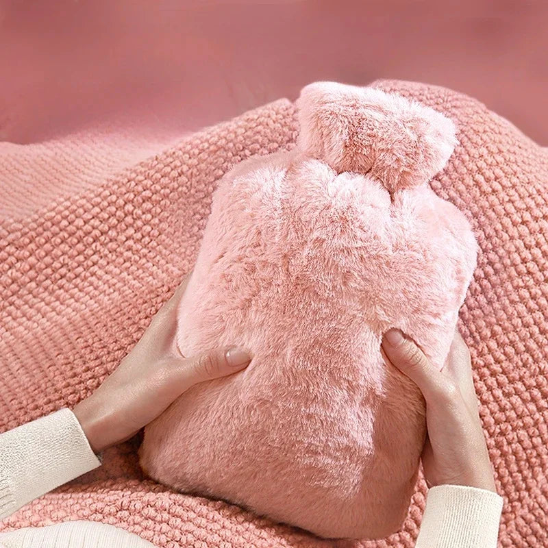 1000ML Hand WarmerHot Water Bag Removable Hot Water Bottles Reusable Hand Warmer with Cloth Cover Explosion-Proof Girl Winter