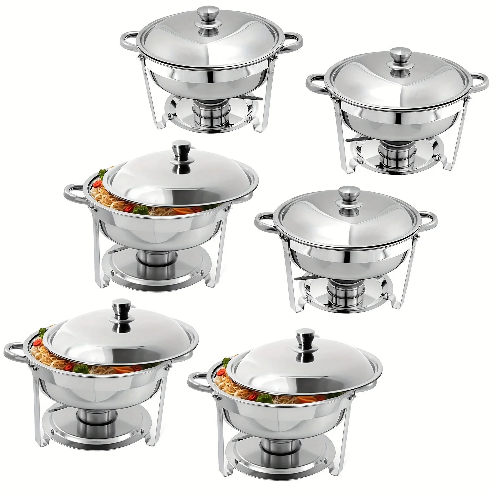 1/2/4/6/8 Packs 5-Qt Stainless Steel Chafing Dish Buffet Set Food Water Trays Buffet Warmers erving Utensils for Dinner Parties