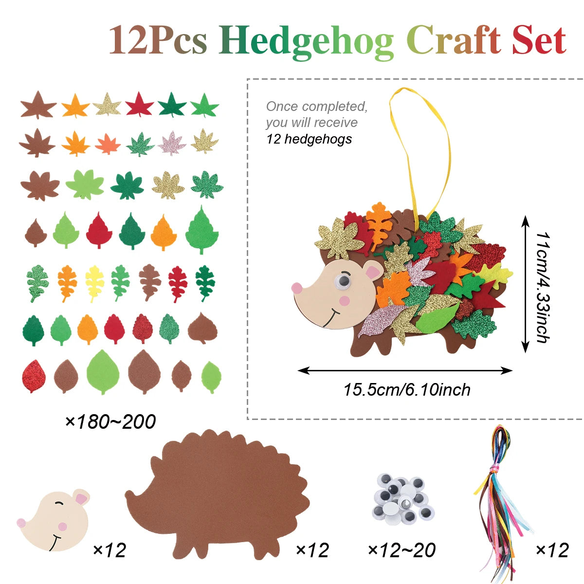 Felt Maple Leaf Hedgehog DIY Pendant Birthday Party Decorations Kids Favors Gift Cartoon Hedgehog Craft Set Baby Shower Supplies