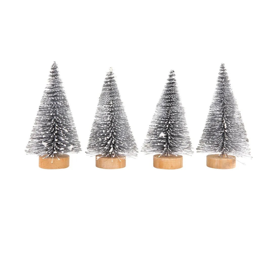 4pcs 10CM Mini Christmas Tree Plastic Gradient Christmas Small Cedar Colorful Lifelike Artificial Xmas Pine Tree Party Favors