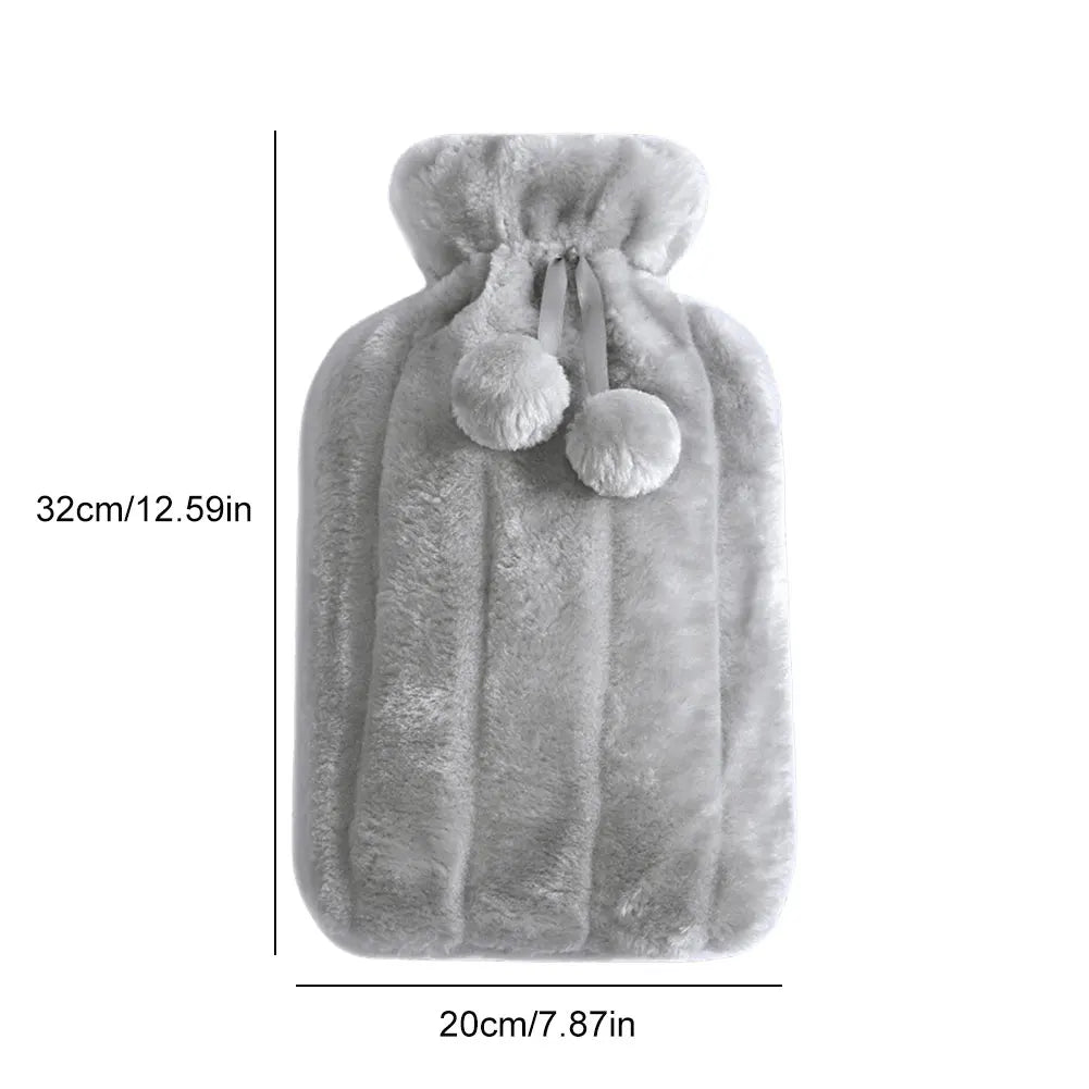 Insulating Hot Water Bags & Plush Cover Hot Water Bottle Winter Reusable Hand Warmers Water Bag Cover Long Lasting Feet Warmer