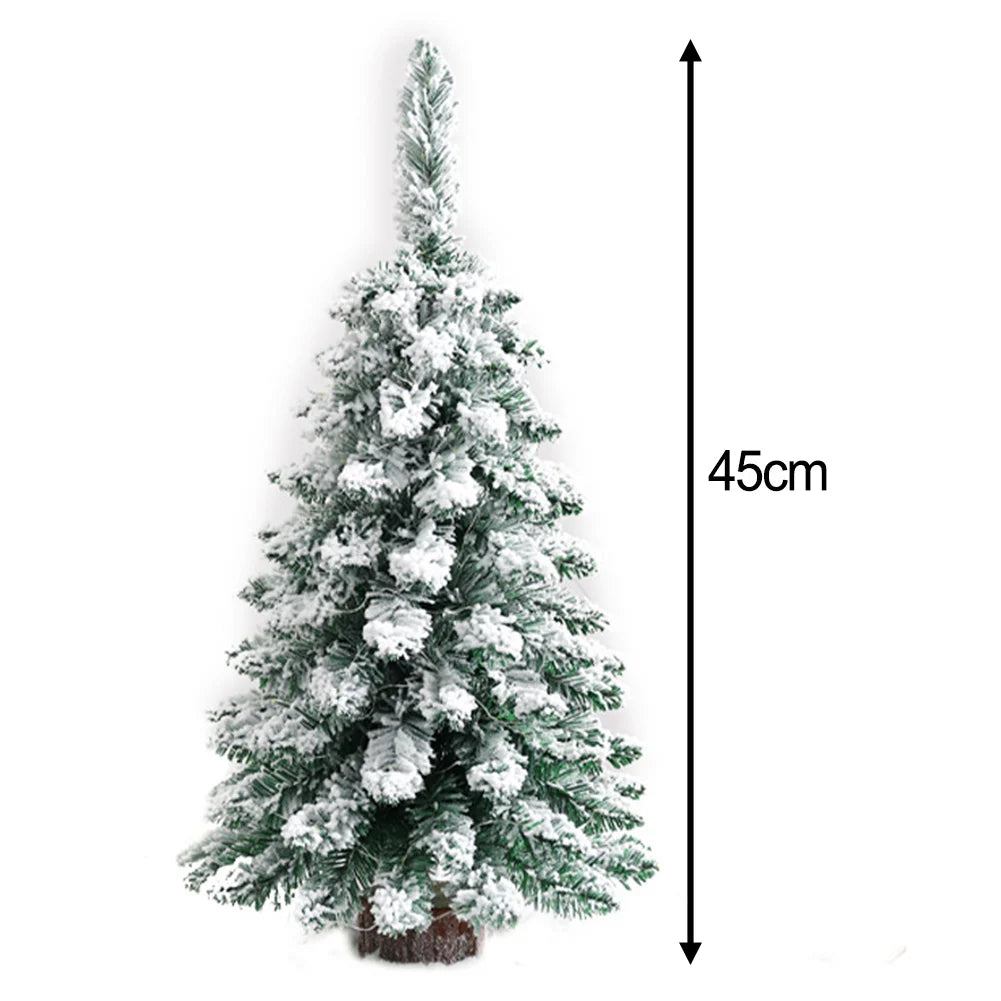 Desktop Christmas Tree Artificial Snow Frost Pine Tree Christmas Ornaments Tree Xmas Flocking Tree Xmas Holiday Festival Decor
