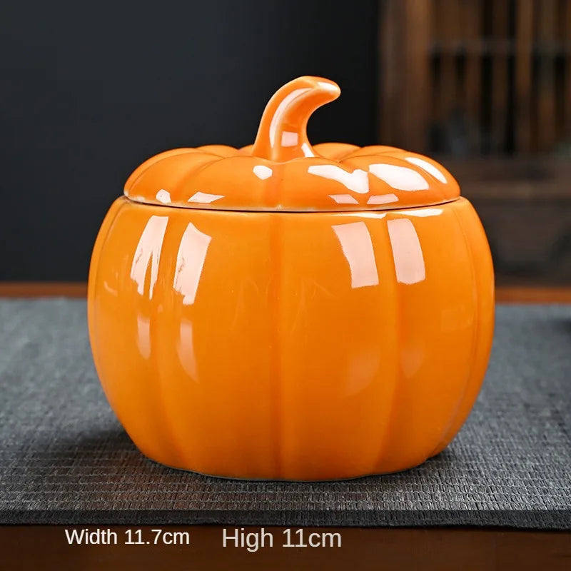 Simulated Pumpkin Tea Jar Ceramic Candy Jar Everything Goes Smoothly Wedding Seal Happy Candy Jar Home Decoration Ornament Gift