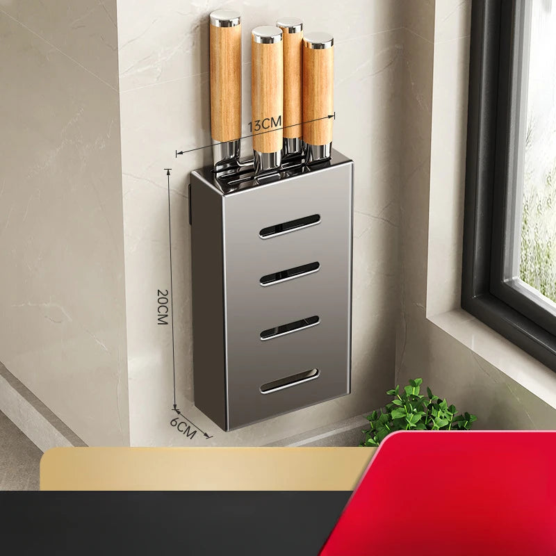 Kitchen knife storage box, knife holder, non-perforation, wall-mounted rack, kitchen items，kitchen accessories organizer