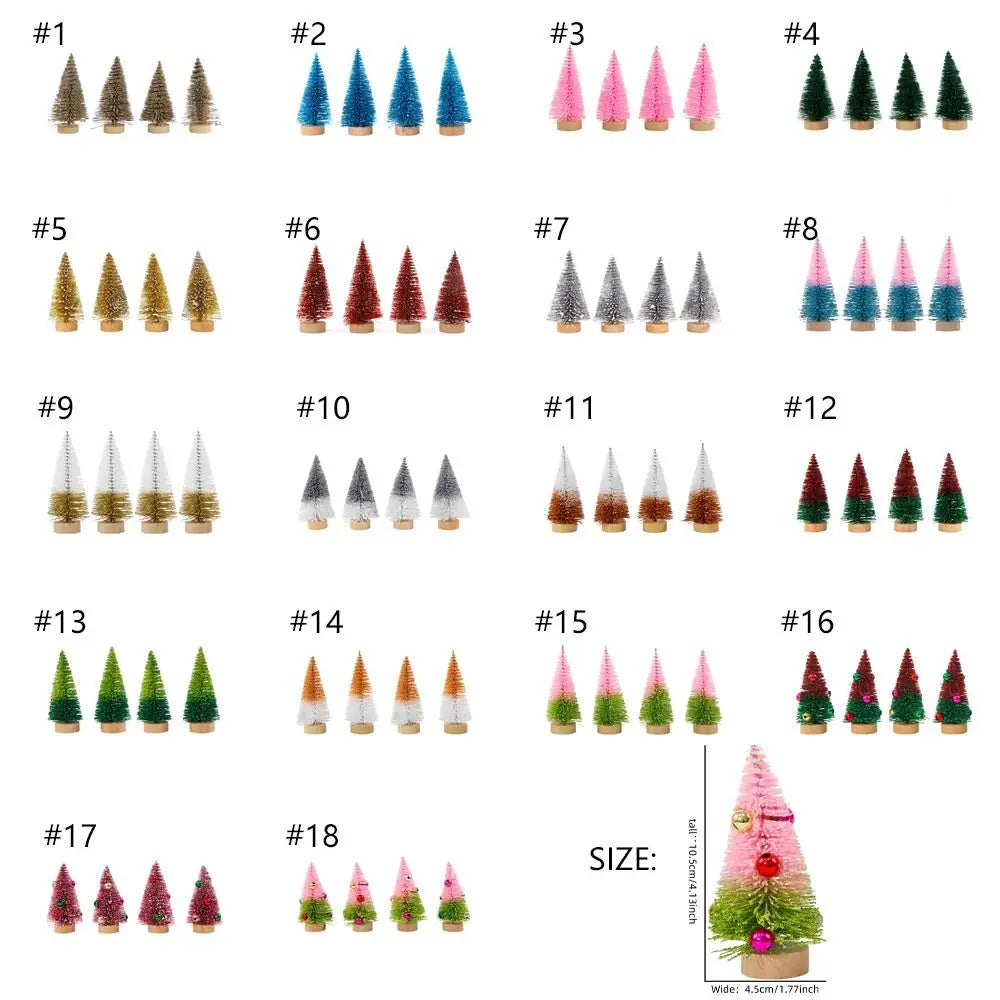 4pcs 10CM Mini Christmas Tree Plastic Gradient Christmas Small Cedar Colorful Lifelike Artificial Xmas Pine Tree Party Favors