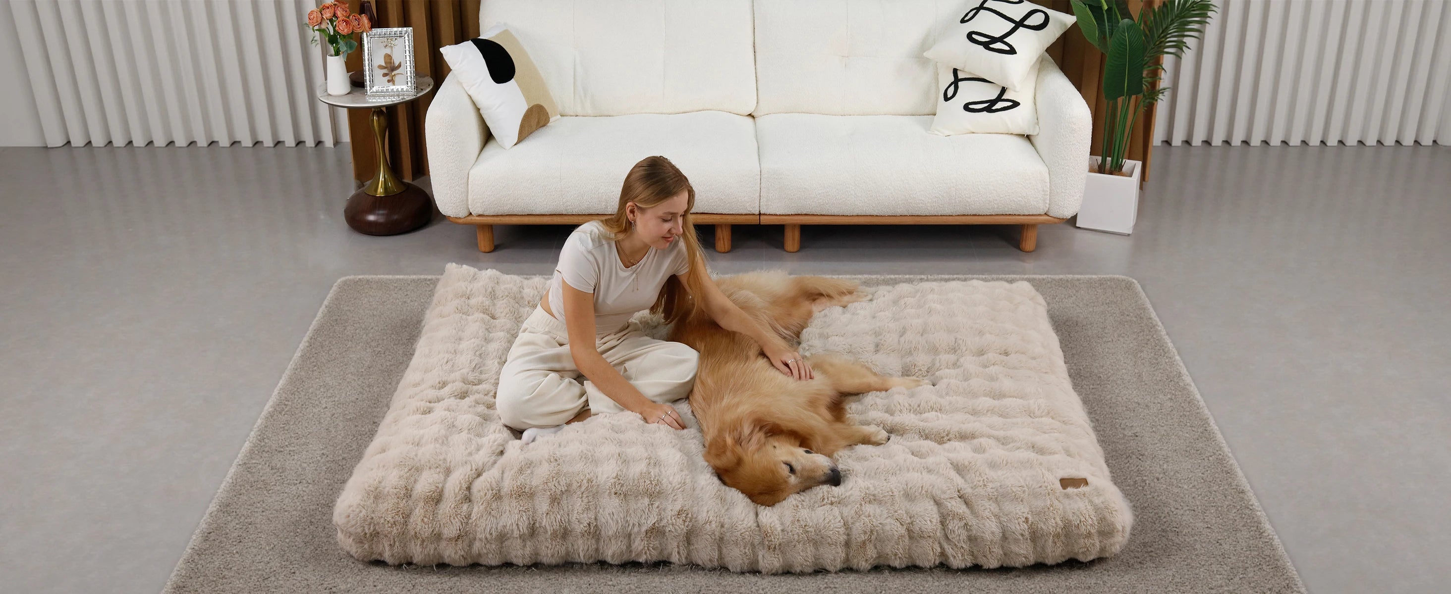 Ultra Plush Dog Bed Soft Pet Cushion Large Dog Crate Puppy Mattress Washable Mat