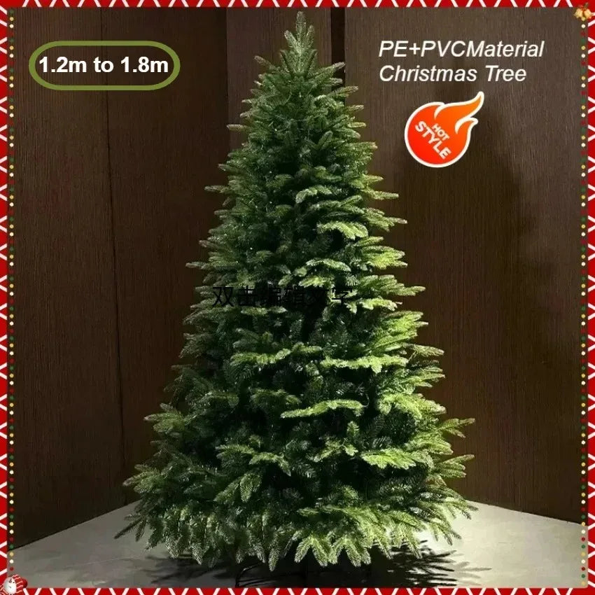 Artificial Christmas Tree PE+PVC Encryption LED Lights Large Christmas Tree 1.2m-1.8m Family Christmas New Year party Decoration