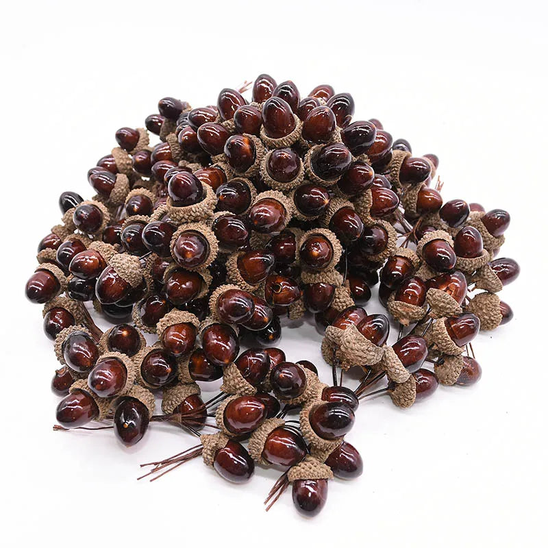 12/24pcs Artificial Mini Pine Cone Foam Fake Nuts Acorns Berry DIY Handmade Flower Bouquet Wedding Xmas Autumn Decoration Wreath