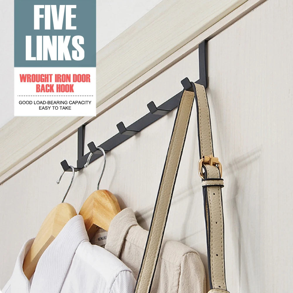 Hooks Over The Door 5 Hooks Home Bathroom Organizer Rack Clothes Coat Hat Towel Hanger New Bathroom Kitchen Accessories Holder