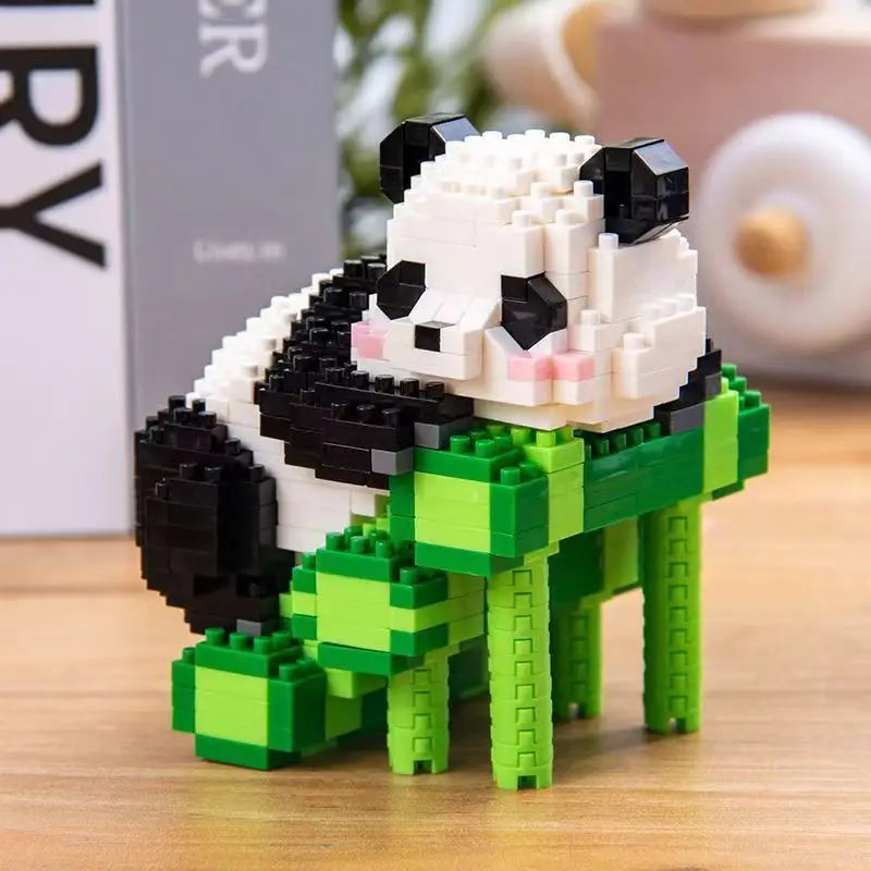 Creative Mini Cute Panda Micro Building Blocks 3D Diamond Model Animals Bricks DIY City Construction Toys for Children Kids Gift