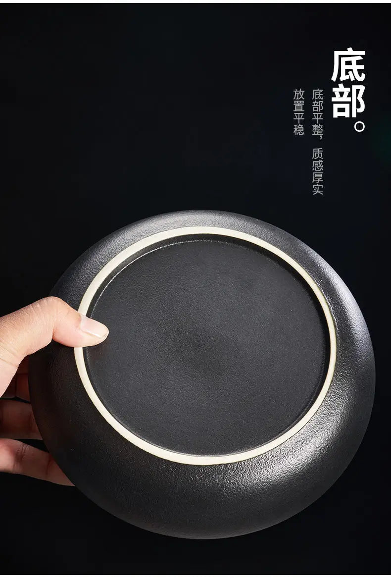 Creative Black Matte Ceramic Ashtray with Lid Indoor Wind & Ash Resistant Car Ashtray Portable Ceramic Ashtray Home Decoration