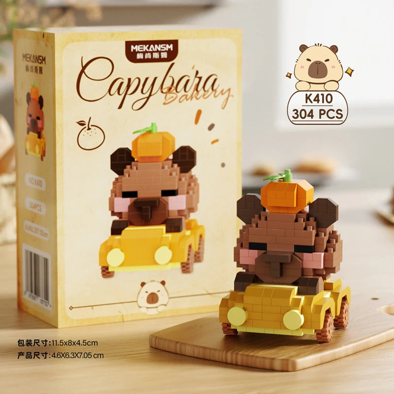 New Capybara Baking Bear Cartoon Doll Building Blocks Assembled Children's Educational Toys Creative Desktop Ornament Gift