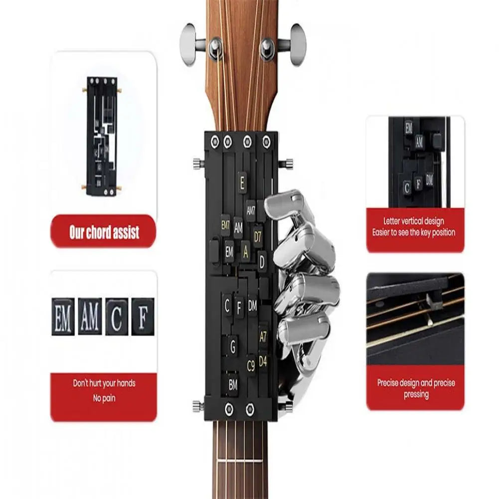 Guitar Aid Tool Acoustic Guitar Learning Accessory Guitar Aid Chords Trainer Assisted Learning System for Beginners A for Adults