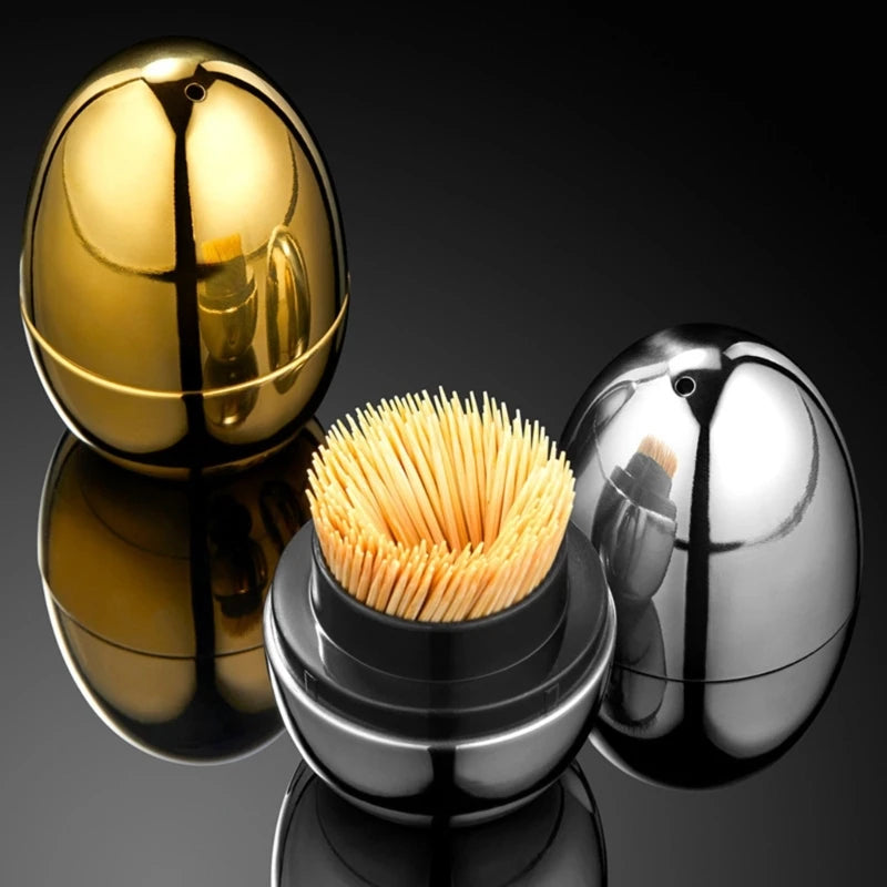 Eggs Shaped Toothpick Holder 304 Stainless Steel Toothpicks Storage Container Restaurant Toothpick Dispenser Box D2RD