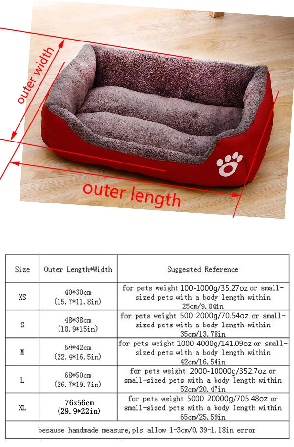Pet Cat Dog Bed Cozy Square Plush Kennel Puppy Sofa Bed Cushion Pet Product Accessories For Small Medium Animal Doghouse