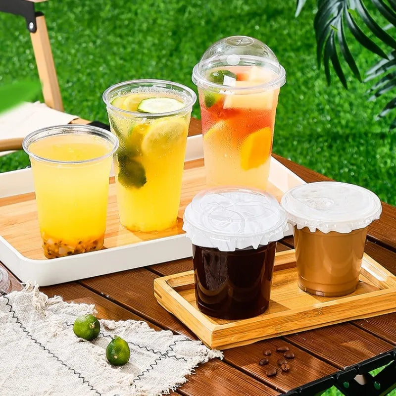 10-100 Pack 16 oz Clear Plastic Cups with Lids and Straws Disposable Coffee Cups with Lids for Iced Coffee Smoothies Drinks