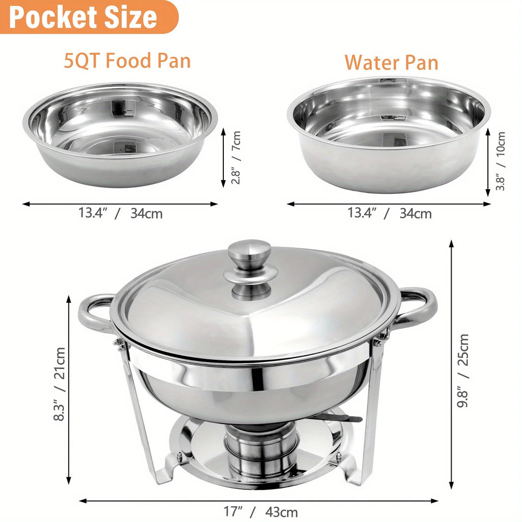 6 Pack Chafing Dish Buffet Set, Stainless Steel Food Warmer Kit with Lids, Food Pans, Water Pan and Fuel Holders for Restaurant