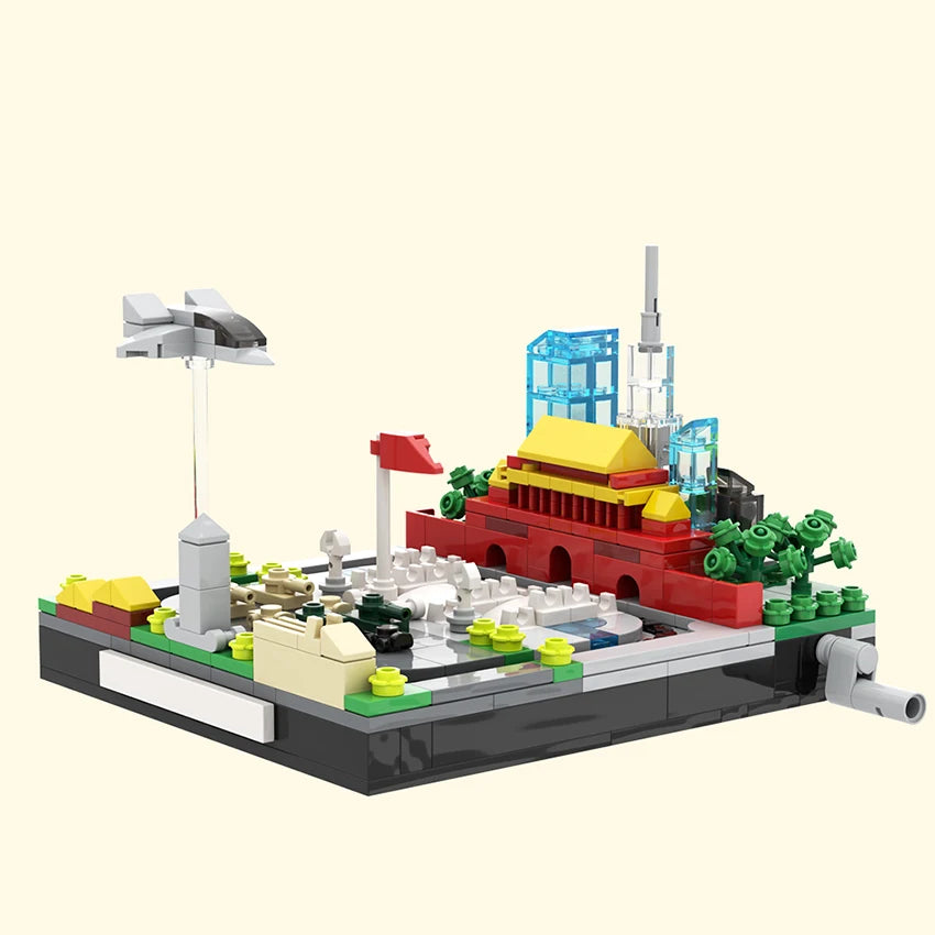 MOC building blocks hand-cranked train track building blocks model train building blocks assembled boys and girls toys ornaments